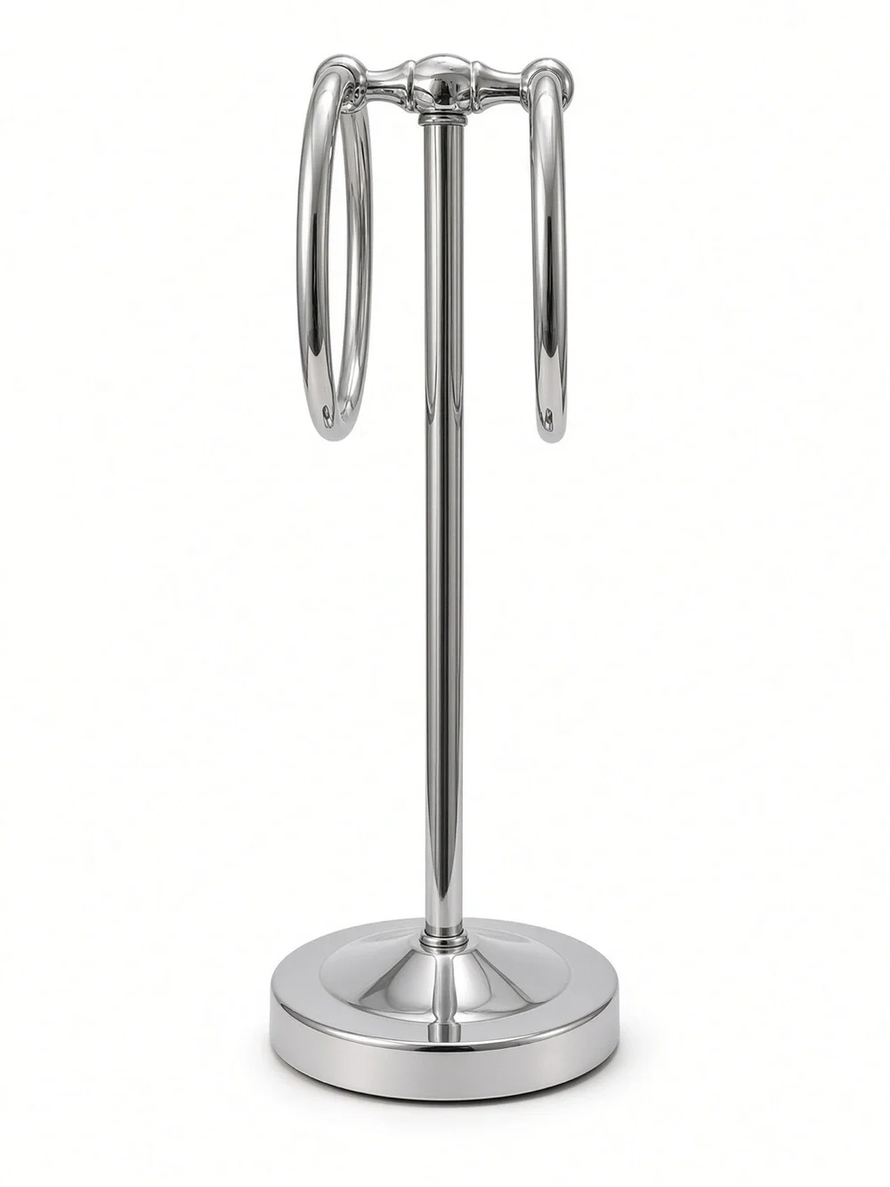 Chrome Hand Towel Stand Double Ring Freestanding Holder
